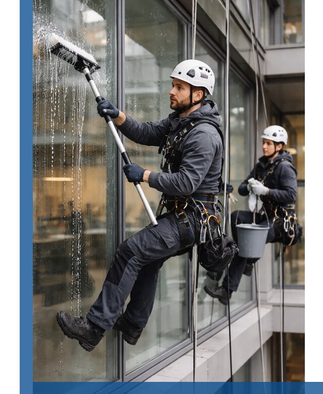 Профессиональная мойка витражей промышленными альпинистами в Тайшете