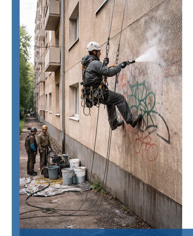 Удаление граффити с фасада в Тайшете без следов и повреждений