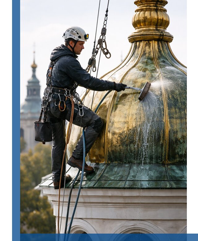 Профессиональная мойка куполов и шпилей высотными альпинистами в Тайшете