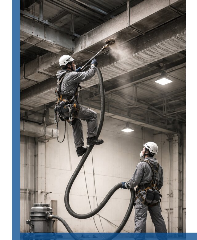 Обеспыливание потолочных конструкций в Тайшете промышленным альпинизмом