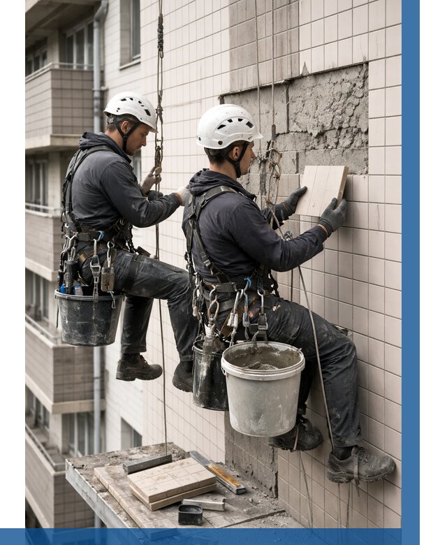 Ремонт облицовки фасада плиткой в Тайшете от 1869 р. | ВЫСОТНИК-Тшт