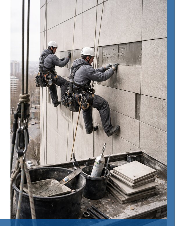 Ремонт фасада из керамогранита в Тайшете от 2596 р. | ВЫСОТНИК-Тшт