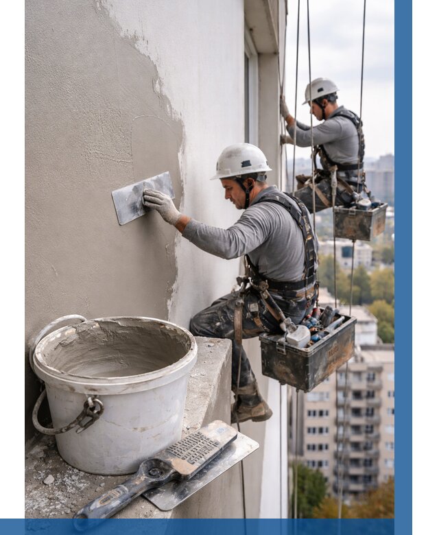 Шпаклевка фасада на высоте в Тайшете от 727 р. | ВЫСОТНИК-Тшт