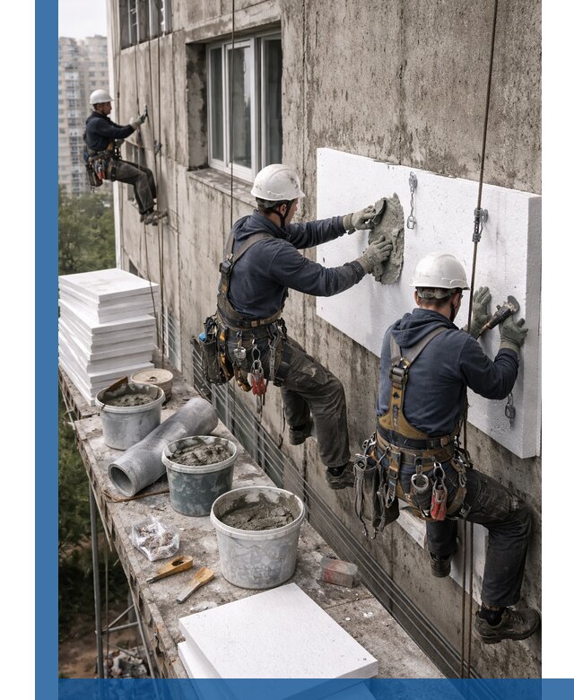 Утепление фасада пенополистиролом в Тайшете под ключ