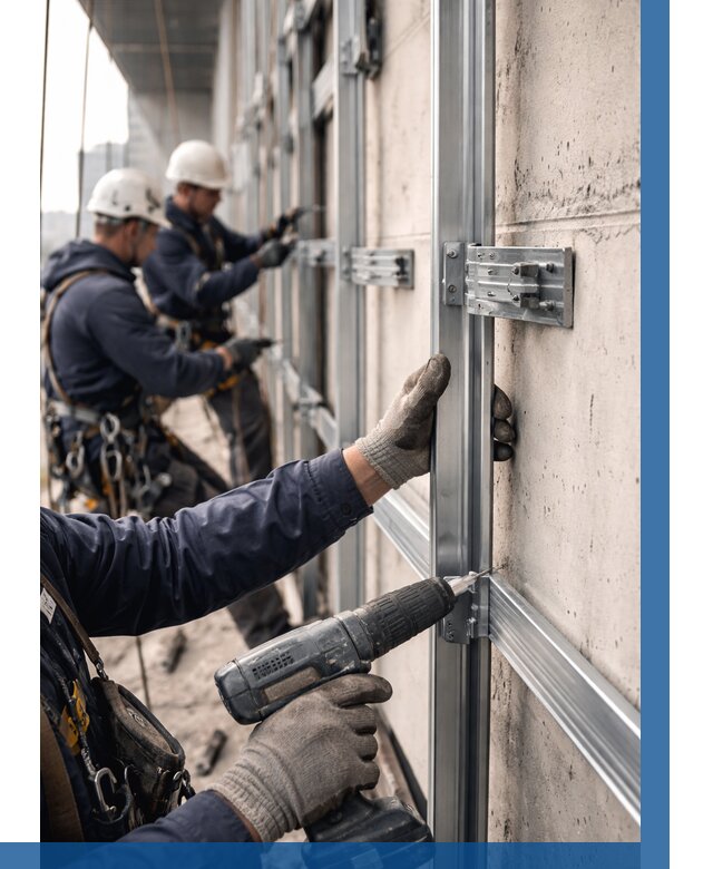 Монтаж подсистемы вентфасада в Тайшете от 883 р. | ВЫСОТНИК-Тшт