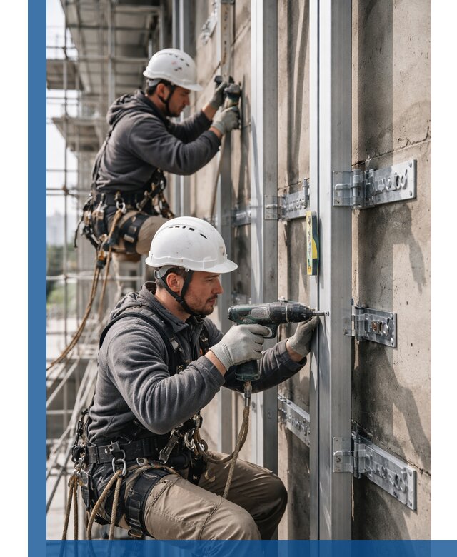 Монтаж и крепление подсистемы вентфасада в Тайшете