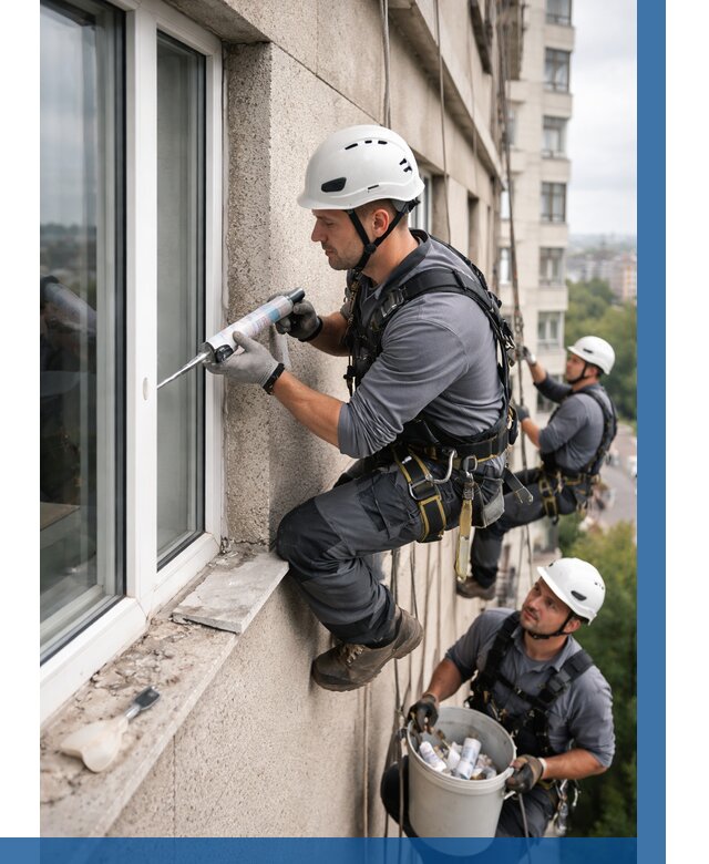 Герметизация оконных швов снаружи в Тайшете от 1558 р. | ВЫСОТНИК-Тшт