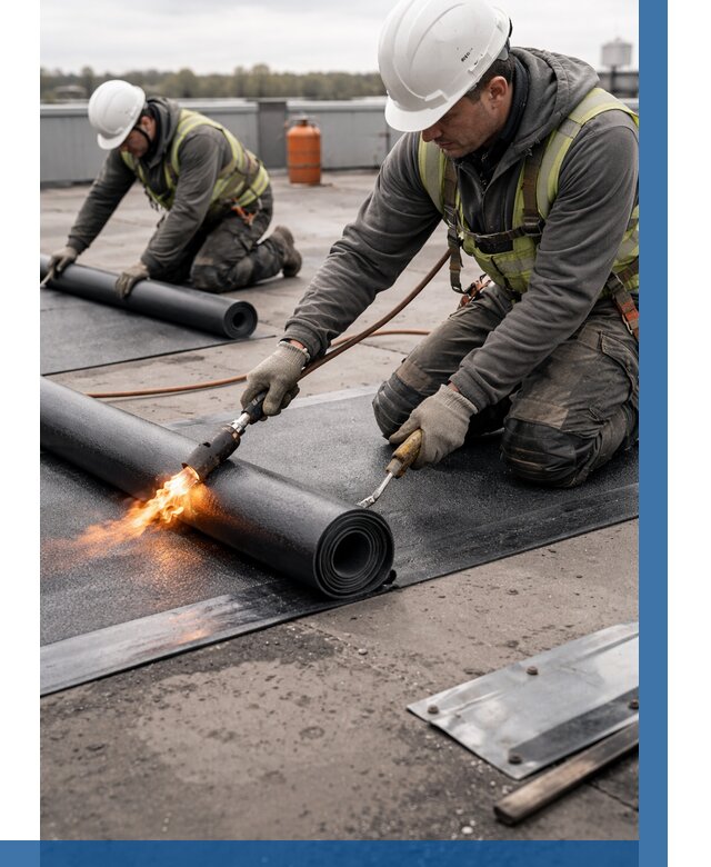 Монтаж наплавляемой кровли в Тайшете от 883 р. — ВЫСОТНИК-Тшт