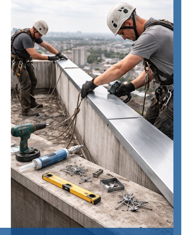 Монтаж парапетных крышек в Тайшете от 831 р. | ВЫСОТНИК-Тшт