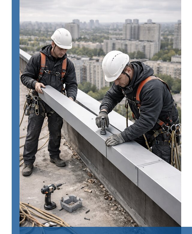 Монтаж парапетных крышек и ограждений кровли в Тайшете