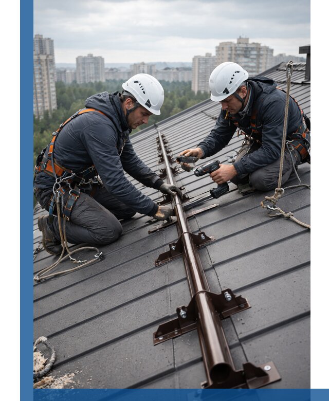 Монтаж снегозадержателей на кровле зданий в Тайшете под ключ