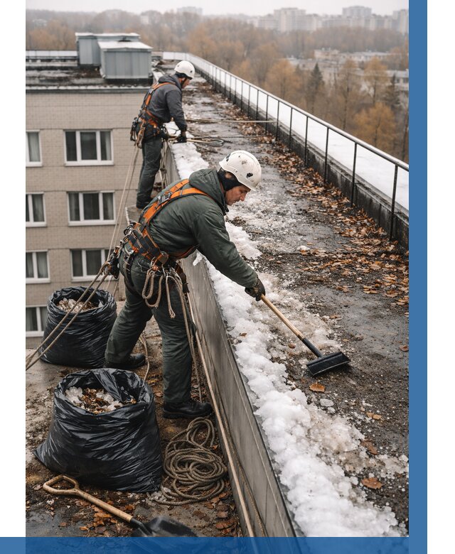 Очистка кровли по периметру в Тайшете от 571 р. | ВЫСОТНИК-Тшт