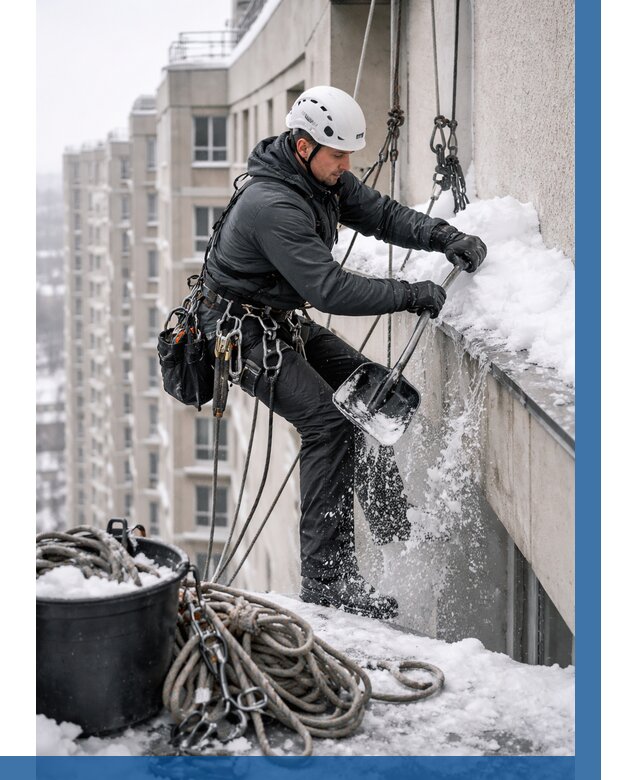 Очистка карнизов от снега в Тайшете от 312 р. | ВЫСОТНИК-Тшт