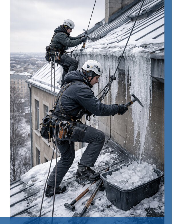 Удаление наледи с кровли в Тайшете от 5712 р. | ВЫСОТНИК-Тшт