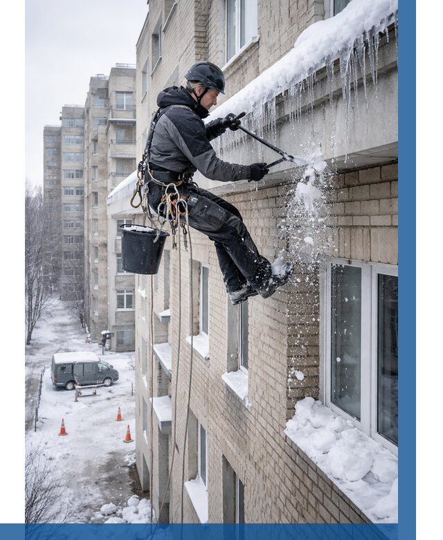 Удаление наледи с карнизов в Тайшете от 363 р. | ВЫСОТНИК-Тшт