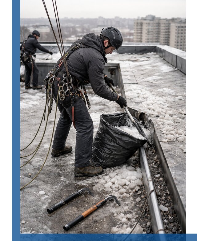 Аварийная очистка кровли в Тайшете от промальпинистов