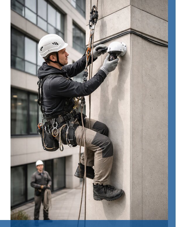 Монтаж камер видеонаблюдения на фасаде в Тайшете от 8827 р.-ВЫСОТНИК-Тшт