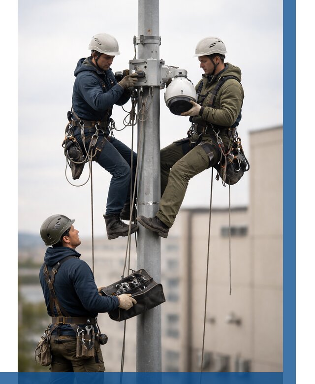 Установка видеокамер на мачте в Тайшете от 8827 р. | ВЫСОТНИК-Тшт