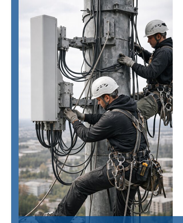 Монтаж оборудования связи на мачте в Тайшете с пусконаладкой