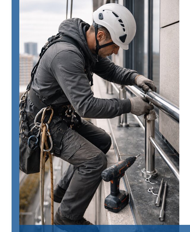 Монтаж ограждений на высоте в Тайшете для зданий и конструкций