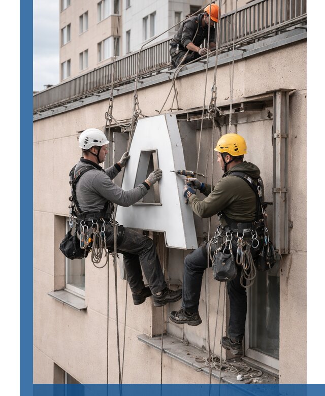 Ремонт и восстановление наружных вывесок на высоте в Тайшете