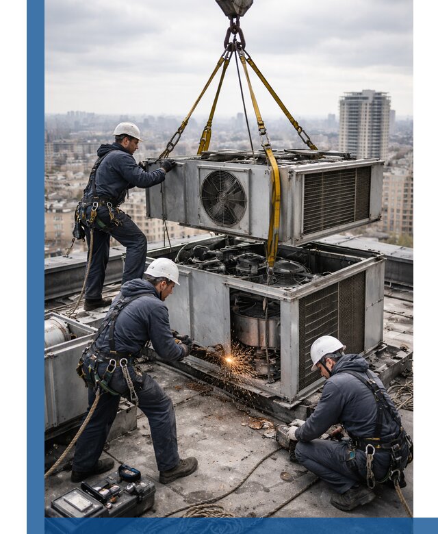 Демонтаж крышной установки в Тайшете любой сложности