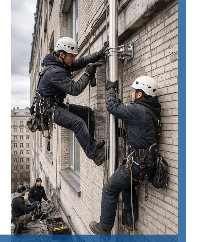 Монтаж флагштока на здании в Тайшете от 6750 р. | ВЫСОТНИК-Тшт