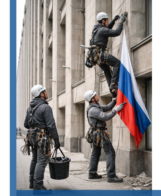 Профессиональная установка флагов на фасаде в Тайшете