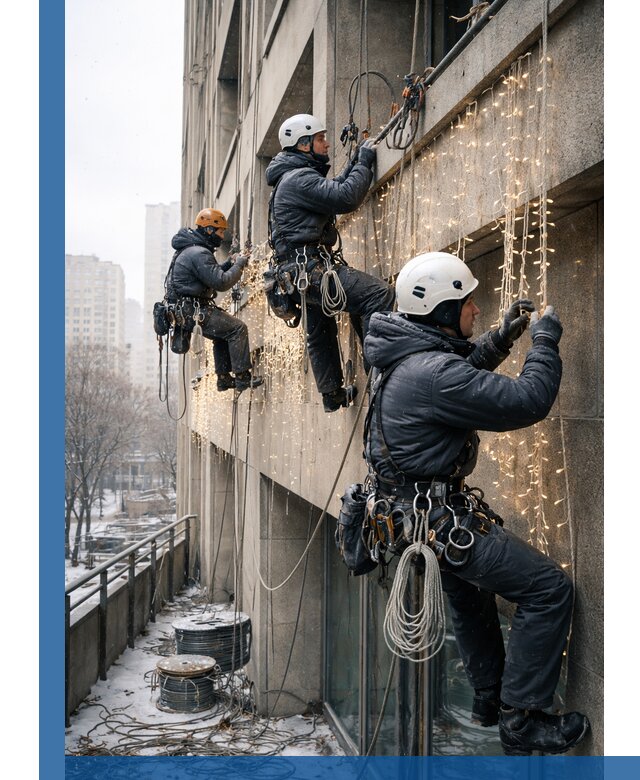 Монтаж новогодней иллюминации и украшение фасадов в Тайшете