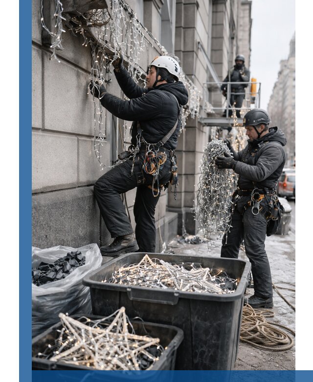 Демонтаж новогоднего оформления и гирлянд в Тайшете