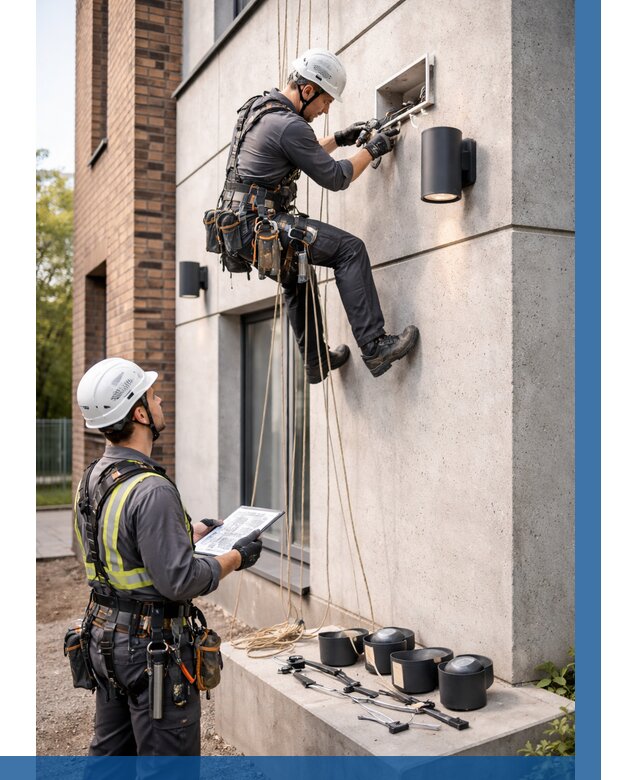 Монтаж фасадного освещения в Тайшете от 2596 р. | ВЫСОТНИК-Тшт