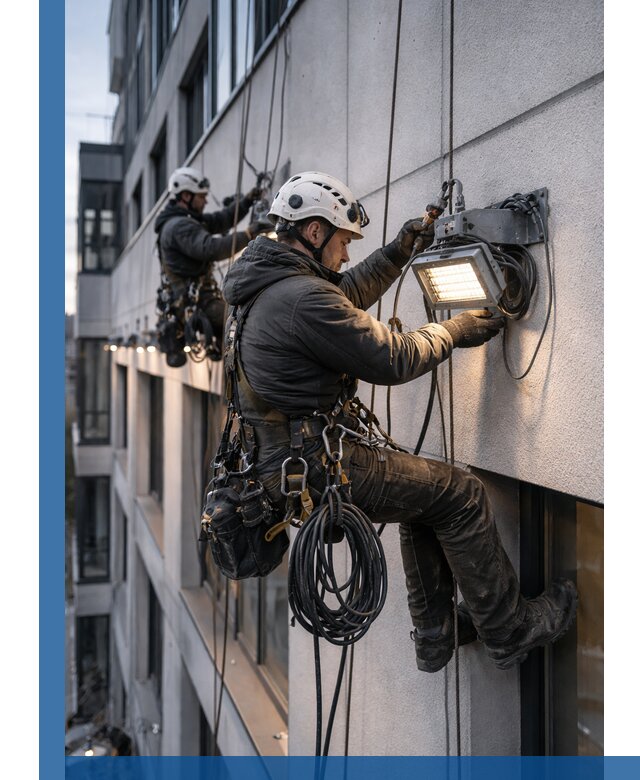 Монтаж фасадного освещения в Тайшете установка и подключение