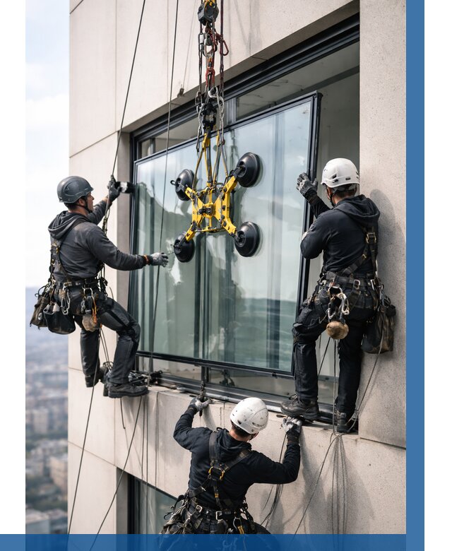 Монтаж стеклопакетов на высоте в Тайшете от 3323 р. | ВЫСОТНИК-Тшт