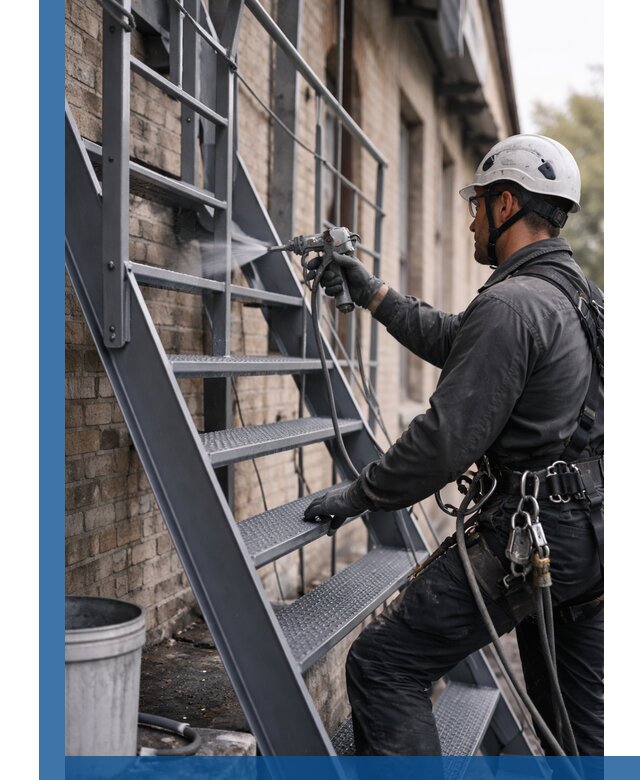 Покраска и антикоррозионная защита пожарных лестниц в Тайшете