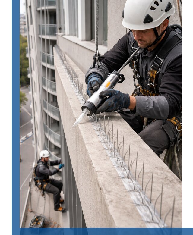 Установка шипов от птиц на фасадах и кровлях в Тайшете